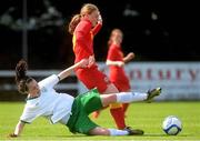 10 May 2013; Roma McLaughlin, Republic of Ireland, in action against Laura Mitchell, Wales. UEFA Women’s U16 Development Tournament, Wales v Republic of Ireland, Frank Cooke Park, Dublin. Picture credit: Brian Lawless / SPORTSFILE