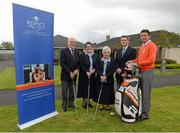 10 May 2013; From left, Lee Mallaghan, Director of both Carton House and RESPECT Ireland, Sr Marie Harte, Sr Zoe Killeen, Director of RESPECT, Roger Hynes, Director of Finance with the Daughters of Charity, and Peter Lawrie, European Tour champion, in attendance at the launch of the official charity of the Irish Open Golf Tournament. RESPECT Ireland's St Louise's Centre, Glenmaroon, Chapelizod, Dublin. Picture credit: Matt Browne / SPORTSFILE