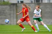 10 May 2013; Sarah Saunders, Wales, in action against Hayley Nolan, Republic of Ireland. UEFA Women’s U16 Development Tournament, Wales v Republic of Ireland, Frank Cooke Park, Dublin. Picture credit: Brian Lawless / SPORTSFILE