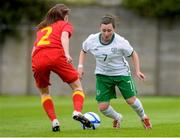 10 May 2013; Meagan Lynch, Republic of Ireland, in action against Mollie Jones, Wales. UEFA Women’s U16 Development Tournament, Wales v Republic of Ireland, Frank Cooke Park, Dublin. Picture credit: Brian Lawless / SPORTSFILE