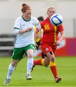 10 May 2013; Jenny Clifford, Republic of Ireland, in action against Niamh Tinman, Wales. UEFA Women’s U16 Development Tournament, Wales v Republic of Ireland, Frank Cooke Park, Dublin. Picture credit: Brian Lawless / SPORTSFILE