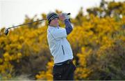 10 May 2013; Gareth Lappin, Belvoir Park Golf Club, Co. Antrim, watches his drive from the 15th tee box during the Irish Amateur Open Golf Championship 2013. Royal Dublin Golf Club, Dollymount, Co. Dublin. Picture credit: Matt Browne / SPORTSFILE