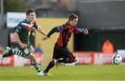 10 May 2013; Andy Mulligan, Bohemians, in action against Gearoid Morrissey, Cork City. Airtricity League Premier Division, Bohemians v Cork City, Dalymount Park, Dublin. Picture credit: Brian Lawless / SPORTSFILE