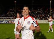 10 May 2013; Ruan Pienaar, Ulster, celebrates after the game. Celtic League Play-off, Ulster v Llanelli Scarlets, Ravenhill Park, Belfast, Co. Antrim. Picture credit: Oliver McVeigh / SPORTSFILE