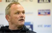 10 May 2013; Mark Anscombe, Ulste head coach speaking during the after match Press conference. Celtic League Play-off, Ulster v Llanelli Scarlets, Ravenhill Park, Belfast, Co. Antrim. Picture credit: Oliver McVeigh / SPORTSFILE