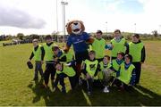 11 May 2013; The Leinster mascot Leo the Lion with mascots and Wicklow RFC members, back row, from left to right, Mark Clarke, Sam Hodgkinson, Patrick O’Keane, Mark Nickolson, Adam Cullen, and Conor Vize. Front row, from left to right, Cormac Mitchell, Ryan Clarke, Mark Clarke, Liam Nicholson, and Tom Hodgkinson with the Heineken Cup. Junior Interprovincial, Leinster v Ulster, Wicklow RFC, Wicklow Town, Co. Wicklow. Picture credit: Ray McManus / SPORTSFILE