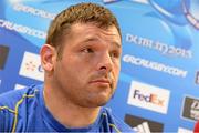 15 May 2013; Leinster's Mike Ross during a press conference ahead of their side's Amlin Challenge Cup Final against Stade Francais on Friday. Leinster Rugby Press Conference, Leinster Rugby Head Office, UCD, Belfield, Dublin. Picture credit: Brendan Moran / SPORTSFILE