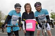 17 May 2013; Pictured is Susan O’Dwyer, Chief Executive, Make-A-Wish Ireland, with Bank of Ireland staff members Ciara Armstrong and her boyfriend Barry O'Brien, at the start line of the ‘National Make-A-Wish Bank of Ireland Cycle’ which took place yesterday. 155 staff members at Bank of Ireland travelled over 20,000km with a target to raise €30,000 to help grant the wishes of children with life threatening illnesses. Donations accepted at www.makeawish.ie or at any Bank of Ireland branch nationwide. National Make-A-Wish Bank of Ireland Cycle, Superquinn Carpark, Lucan, Co. Dublin. Picture credit: Brian Lawless / SPORTSFILE