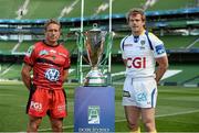 17 May 2013; Toulon captain Jonny Wilkinson and Clermont Auvergne captain Aurelien Rougerie during a photocall ahead of their Heineken Cup Final on Saturday. Aviva Stadium, Lansdowne Road, Dublin. Picture credit: Stephen McCarthy / SPORTSFILE