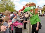 19 May 2013; Ruairi the Race Mascot shakes hands with spectators at the start line of the 2013 An Post Rás. Dunboyne, Co. Meath. Photo by Sportsfile