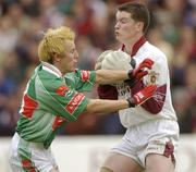6 July 2003; Brian Donoghue, Galway goalkeeper, in action against Mayo's Conor Mortimer. Bank of Ireland Connacht Senior Football Championship Final, Galway v Mayo, Pearse Stadium, Galway. Picture credit; Damien Eagers / SPORTSFILE *EDI*