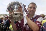 6 July 2003; Galway captain Kevin Walsh celebrates with the cup after victory over Mayo. Bank of Ireland Connacht Senior Football Championship Final, Galway v Mayo, Pearse Stadium, Galway. Picture credit; Damien Eagers / SPORTSFILE *EDI*