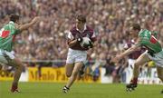6 July 2003; Matthew Clancy, Galway, in action against Mayo's Fergal Kelly, left and James Nallen. Bank of Ireland Connacht Senior Football Championship Final, Galway v Mayo, Pearse Stadium, Galway. Picture credit; David Maher / SPORTSFILE *EDI*