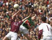6 July 2003; Richie Fahy, Galway, in action against Mayo's Declan Sweeney. Bank of Ireland Connacht Senior Football Championship Final, Galway v Mayo, Pearse Stadium, Galway. Picture credit; David Maher / SPORTSFILE *EDI*