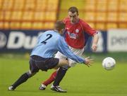 18 July 2003; Ollie Cahill, Shelbourne, in action against UCD's Pat Sullivan. eircom league Premier Division, Shelbourne v UCD, Tolka Park, Dublin. Picture credit; David Maher / SPORTSFILE *EDI*