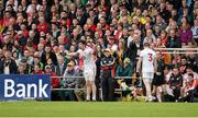 26 May 2013; Sean Cavanagh, Tyrone, appeals to the referee as Karl Lacey, Donegal lies injured in the background. Ulster GAA Football Senior Championship, Quarter-Final, Donegal v Tyrone, MacCumhaill Park, Ballybofey, Co. Donegal. Picture credit: Oliver McVeigh / SPORTSFILE