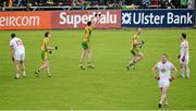 26 May 2013; Martin O'Reilly, Rory Kavanagh and Neil McGee, Donegal celebrate at the final whistle. Ulster GAA Football Senior Championship, Quarter-Final, Donegal v Tyrone, MacCumhaill Park, Ballybofey, Co. Donegal. Picture credit: Oliver McVeigh / SPORTSFILE