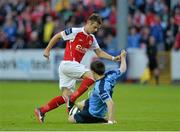 28 May 2013; Greg Bolger, St. Patrick’s Athletic, in action against Thomas Boyle, UCD. Airtricity League Premier Division, St. Patrick’s Athletic v UCD, Tolka Park, Dublin. Picture credit: Barry Cregg / SPORTSFILE