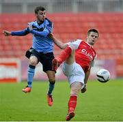 28 May 2013; Greg Bolger, St. Patrick’s Athletic, in action against Gary Burke, UCD. Airtricity League Premier Division, St. Patrick’s Athletic v UCD, Tolka Park, Dublin. Picture credit: Barry Cregg / SPORTSFILE