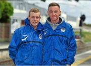 2 June 2013; Kilbarrack FC supporters ahead of FAI Junior Cup Final in association with Umbro and Aviva. Kilbarrack Dart Station, Kilbarrack, Dublin. Picture credit: Barry Cregg / SPORTSFILE