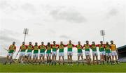 2 June 2013; The Carlow team stand for the National Anthem before the game. Leinster GAA Hurling Senior Championship, Quarter-Final, Laois v Carlow, O'Moore Park, Portlaoise, Co. Laois. Picture credit: Matt Browne / SPORTSFILE