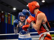 5 June 2013; Paddy Barnes, left, Ireland, exchanges punches with Istvan Ungvari, Hungary, during their 49kg Light Flyweight quarter-final bout. EUBC European Men's Boxing Championships 2013, Minsk, Belarus. Photo by Sportsfile