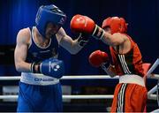 5 June 2013; Paddy Barnes, left, Ireland, exchanges punches with Istvan Ungvari, Hungary, during their 49kg Light Flyweight quarter-final bout. EUBC European Men's Boxing Championships 2013, Minsk, Belarus. Photo by Sportsfile