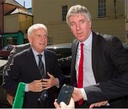 5 June 2013; Republic of Ireland manager Giovanni Trapattoni and FAI Chief Executive John Delaney on their arrival at Dáil Éireann where they met members of the Republic of Ireland Oireachtas Supporters Club. Dáil Éireann, Leinster House, Dublin. Picture credit: Ray McManus / SPORTSFILE