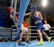 5 June 2013; Michael Conlan, right, Ireland, exchanges punches with Siarhei Loban, Belarus, during their 52kg Flyweight quarter-final bout. EUBC European Men's Boxing Championships 2013, Minsk, Belarus. Photo by Sportsfile