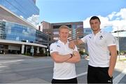 6 June 2013; New Ireland caps Stuart Olding, left, and Robbie Henshaw who make their senior debuts against the USA on Saturday. Ireland Rugby Summer Tour 2013. Houston, Texas, USA. Picture credit: Brendan Moran / SPORTSFILE