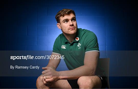 11 March 2025; Garry Ringrose poses for a portrait during an Ireland Rugby media conference at IRFU High Performance Centre in Dublin. Photo by Ramsey Cardy/Sportsfile