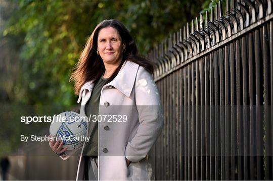 11 March 2025; FAI's head of women and girls football Hannah Dingley at St Stephen's Green in Dublin, ahead of the launch of FAI's Women & Girls' Football Action Plan held at the Mansion House in Dublin. Photo by Stephen McCarthy/Sportsfile